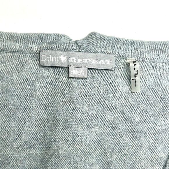 DTLM Repeat Wool Cashmere Gray Sweater Tunic  V-neck Doubled Back EUR 40 US M - Picture 11 of 13